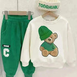 Children Cartoon Hat Bear Long-sleeved Trousers Two-piece Set for Kids - EX-STOCK CANADA