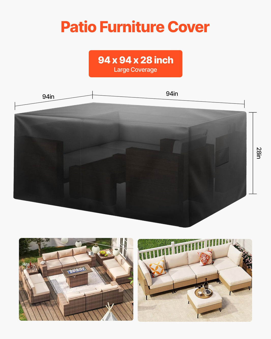 Patio Outdoor Furniture Cover 420D Waterproof Table Chairs Sofa 94x94 Inch EX-STOCK Canada 