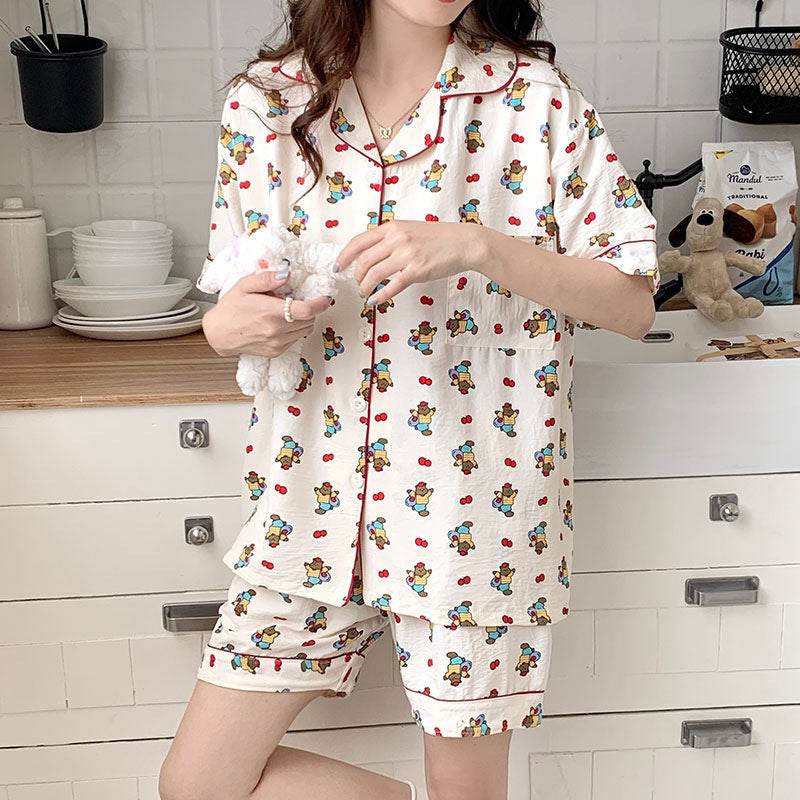 Summer Japanese Bubble Cotton Cute Orange Pajamas For Women - EX-STOCK Canada
