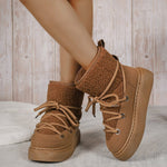Plus Size Platform Cross Strap Snow Boots EX-STOCK