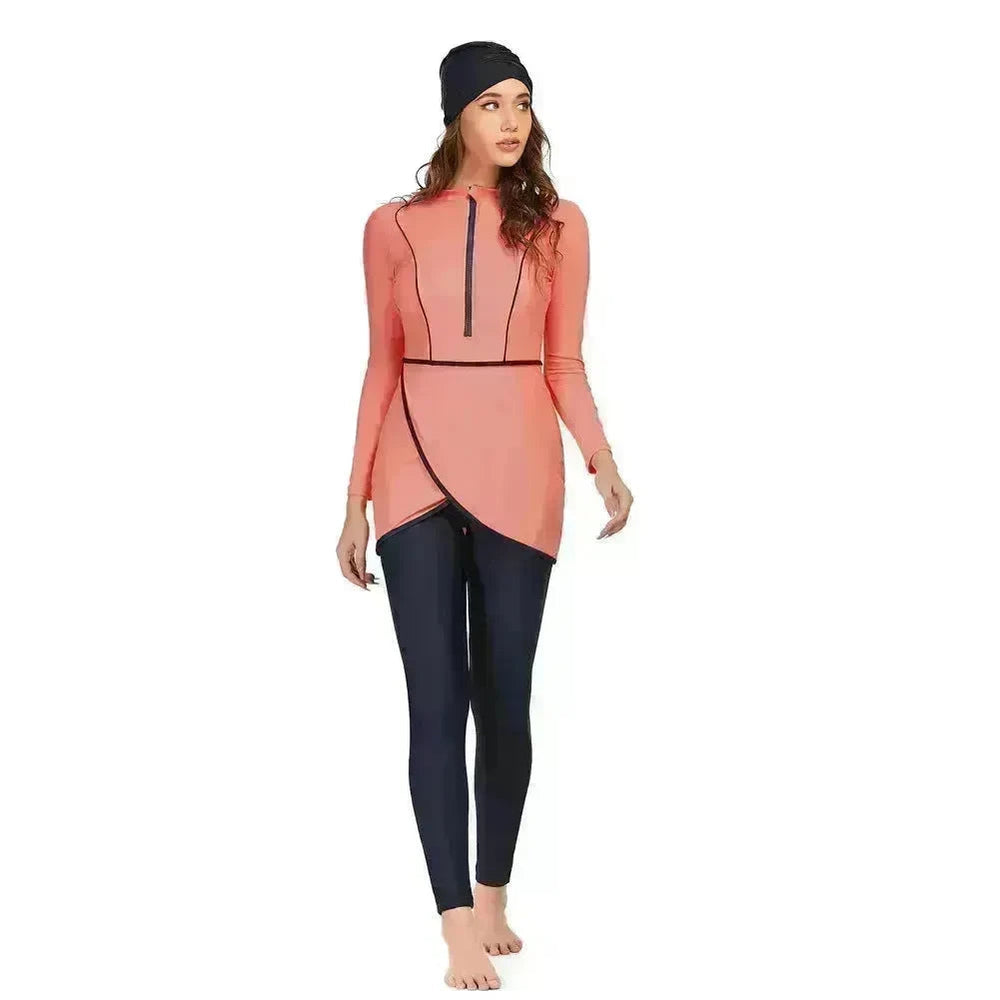 ArabSwimsuit Long-sleeved Trousers Three-piece Set Conservative Sun Protection With Chest Pad EX-STOCK