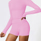 Women's Four Seasons Sports Suit, Women's Long Sleeve Round Neck Sports T-shirt And High Waist Tight Shorts Yoga Suit. EX-STOCK