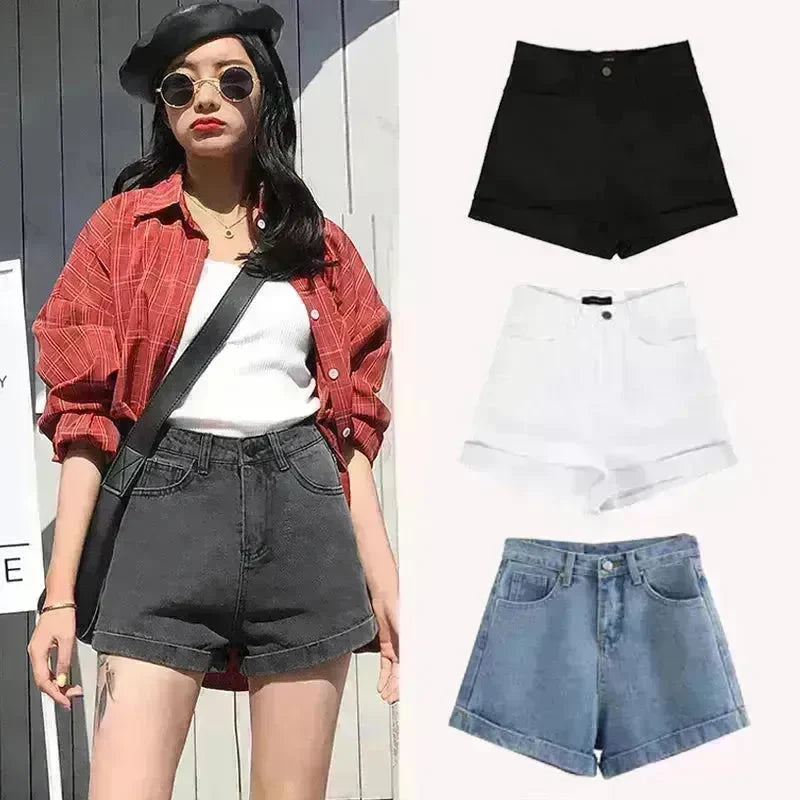 High Waisted Smoked Gray Denim Shorts For Women - EX-STOCK CANADA