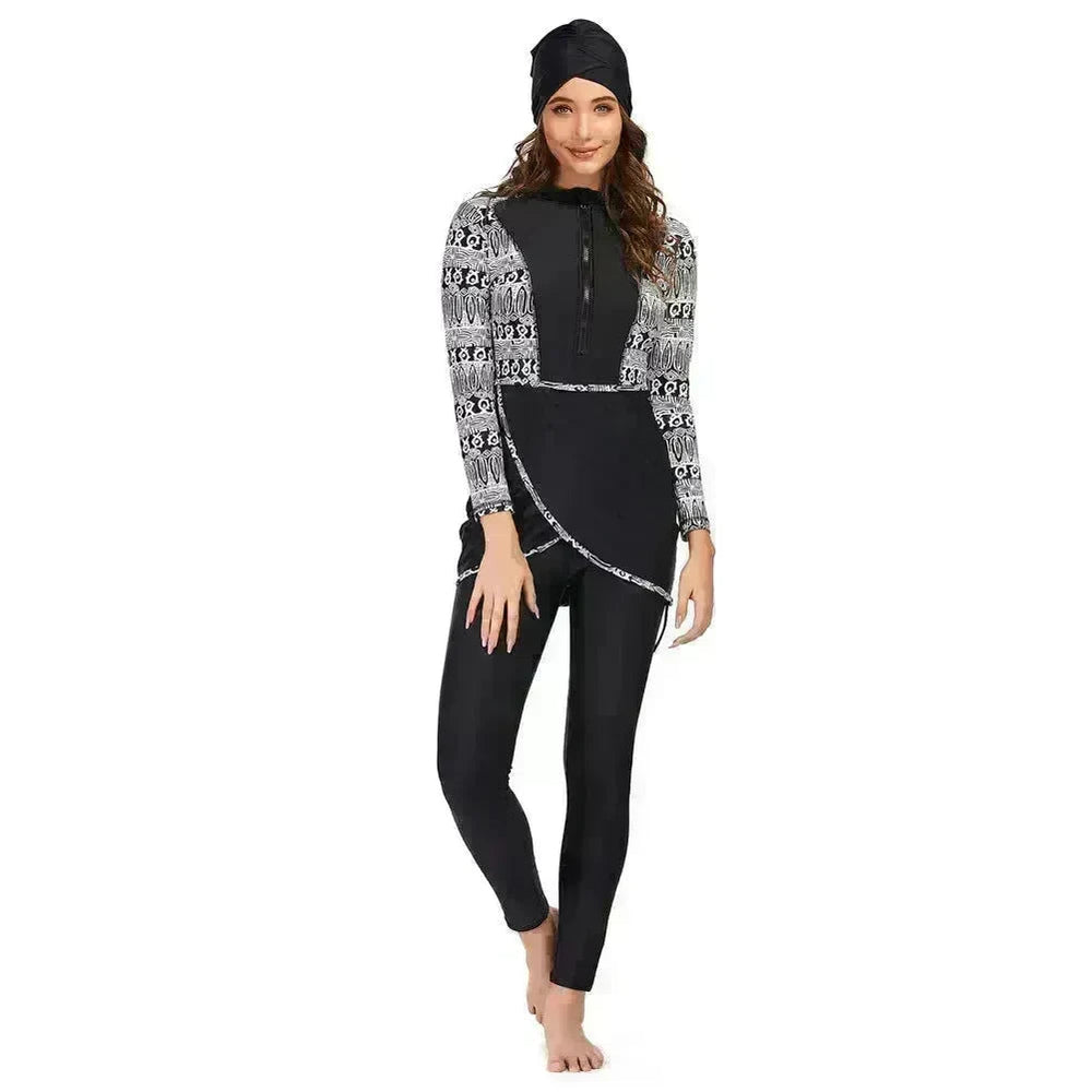 ArabSwimsuit Long-sleeved Trousers Three-piece Set Conservative Sun Protection With Chest Pad EX-STOCK