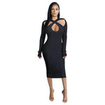 Vestido de lápices de FartyCon Midi Farty Campo de manga larga de manga larga con cuello en V