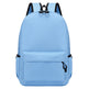 Light blue backpack with black zippers on a white background