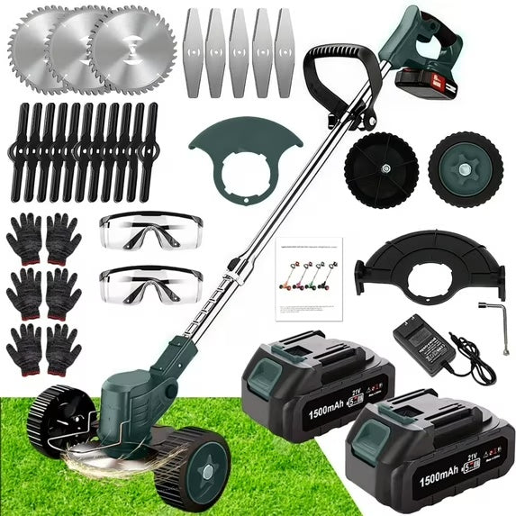 21V Electric Weed Eater With Wheels,Cordless Battery Weed Wacker With Charger, 2Batteries,3 In 1 Brush Cutter String Trimmer Grass Trimmer Lawn Mower,Edger For Garden And Yard Lawn,dealsforyoudays EX-STOCK Canada 