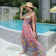 Casual Women's Floral Style Large Hem Cross Open Back Dress - EX-STOCK CANADA