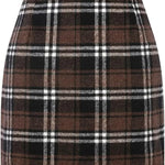 Women's High Waist Plaid Tight Pencil Wool Mini Skirt - EX-STOCK CANADA