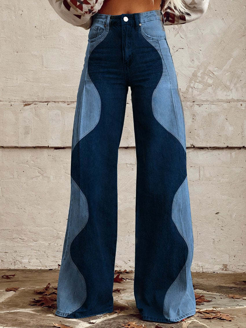 Women's Wide-leg Pants Fashion High Waist Casual Trousers 3D Printing 