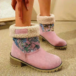 Flowers Embroidered Snow Boots Ethnic Style Platform Thick Square Heel Mid-tube Boot Winter Warm Cotton Shoes For Women - EX-STOCK CANADA