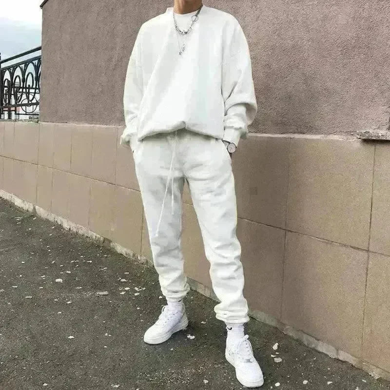 Autumn Winter  street fashion Plain Crew neck Sweatsuit for men - EX-STOCK CANADA