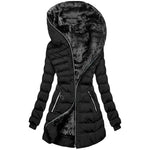 Hooded Warm Fleece Padded Jacket Mid-length Jacket Black Padded Jacket EX-STOCK