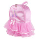 Pink backpack with ballet design and tutu skirt on a white background