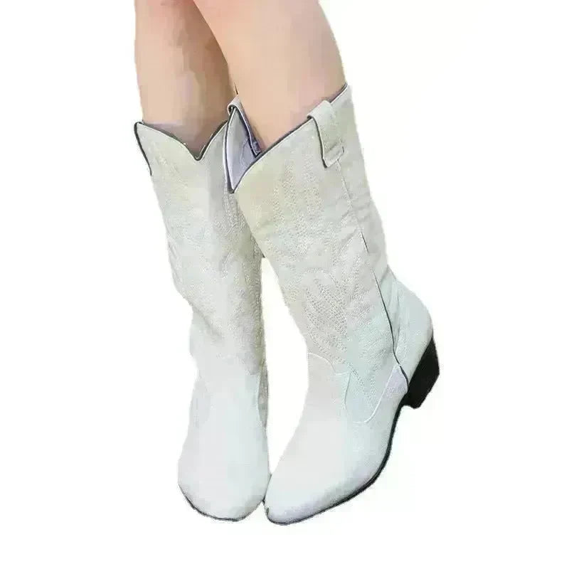 Black Western Cowboy Boots Pointed Toe Shoes Women - EX-STOCK CANADA