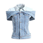 Sweet Cool Bandage Dress Shirt Slimming Denim jeans Shirt women - EX-STOCK CANADA