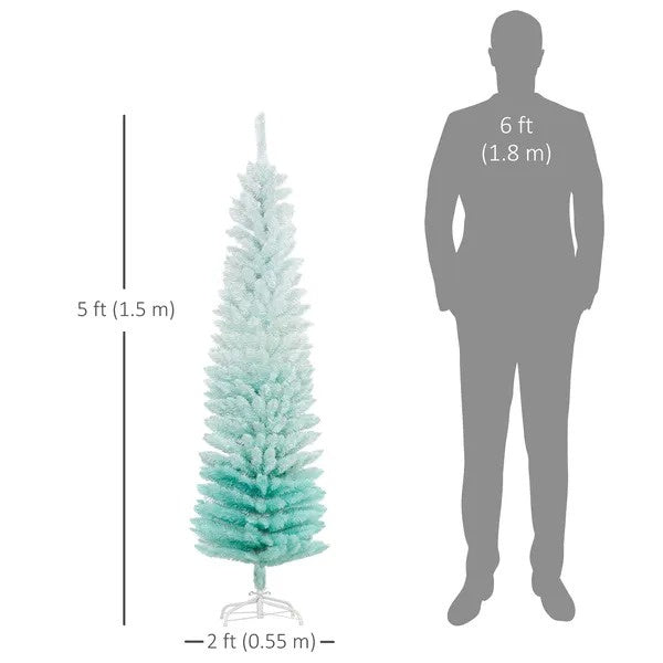 5ft Pencil Christmas Trees, Skinny Artificial Christmas Tree For Xmas Holiday Decor, Gradient Blue EX-STOCK Canada 