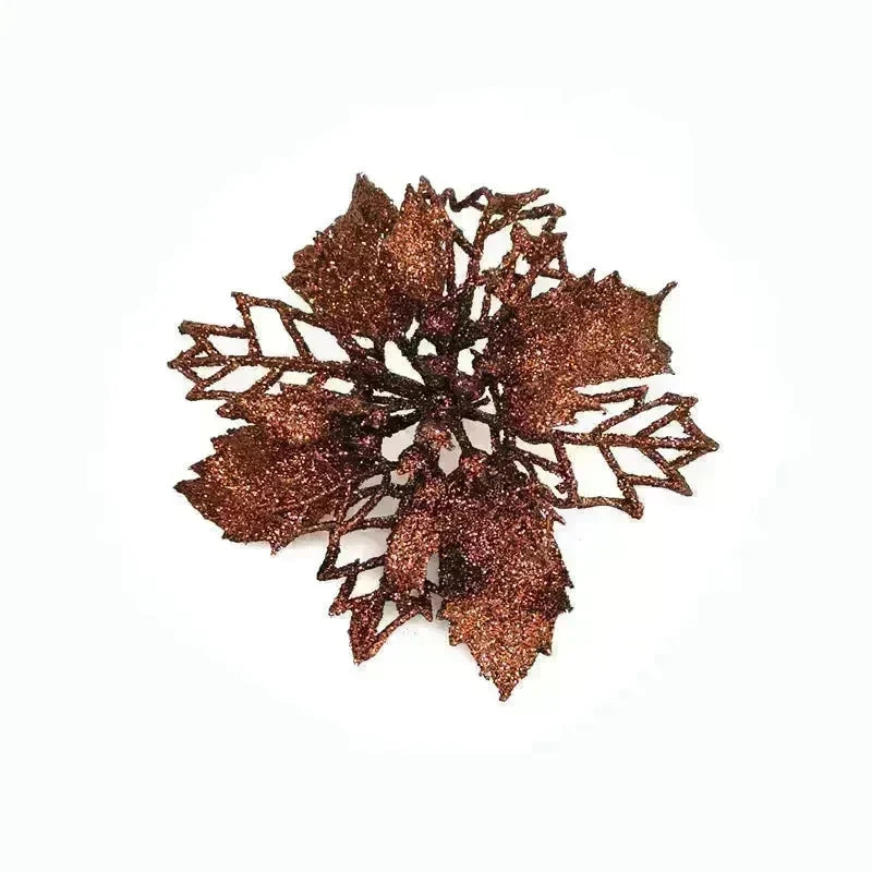 Glitter Artifical Christmas Flowers Christmas Tree Decorations For Home Fake Flowers Xmas Ornaments New Year Decor - EX-STOCK CANADA