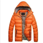 Winter leather Puffer coat for men Hooded padded Winter jacket for men