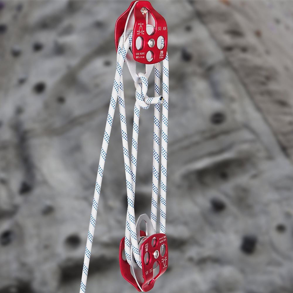 Twin Sheave Block And Tackle 1 2 X 200Ft Twin Sheave Block With Braid Rope 30-35KN 6600-7705LBS Double Pulley Rigging EX-STOCK