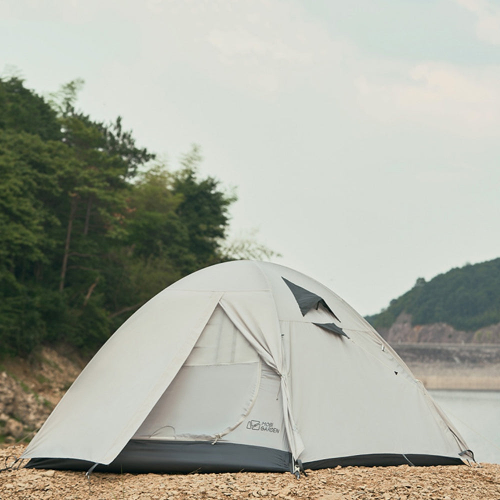 2-Person Folding Camping Tent – Rain-Resistant Hiking Tent | White or Warm Sand