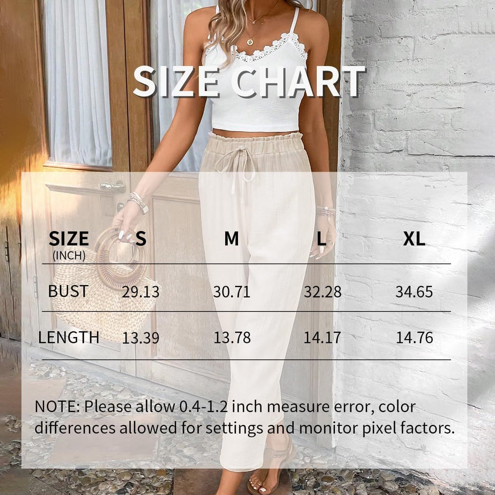 Women's Summer 2-Piece Outfit Sleeveless Lace Vest Top And Casual Elastic Waist Pants EX-STOCK