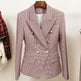 Houndstooth Small Jacket Women Long-Sleeved Double-Breasted Plaid Blazer - EX-STOCK CANADA