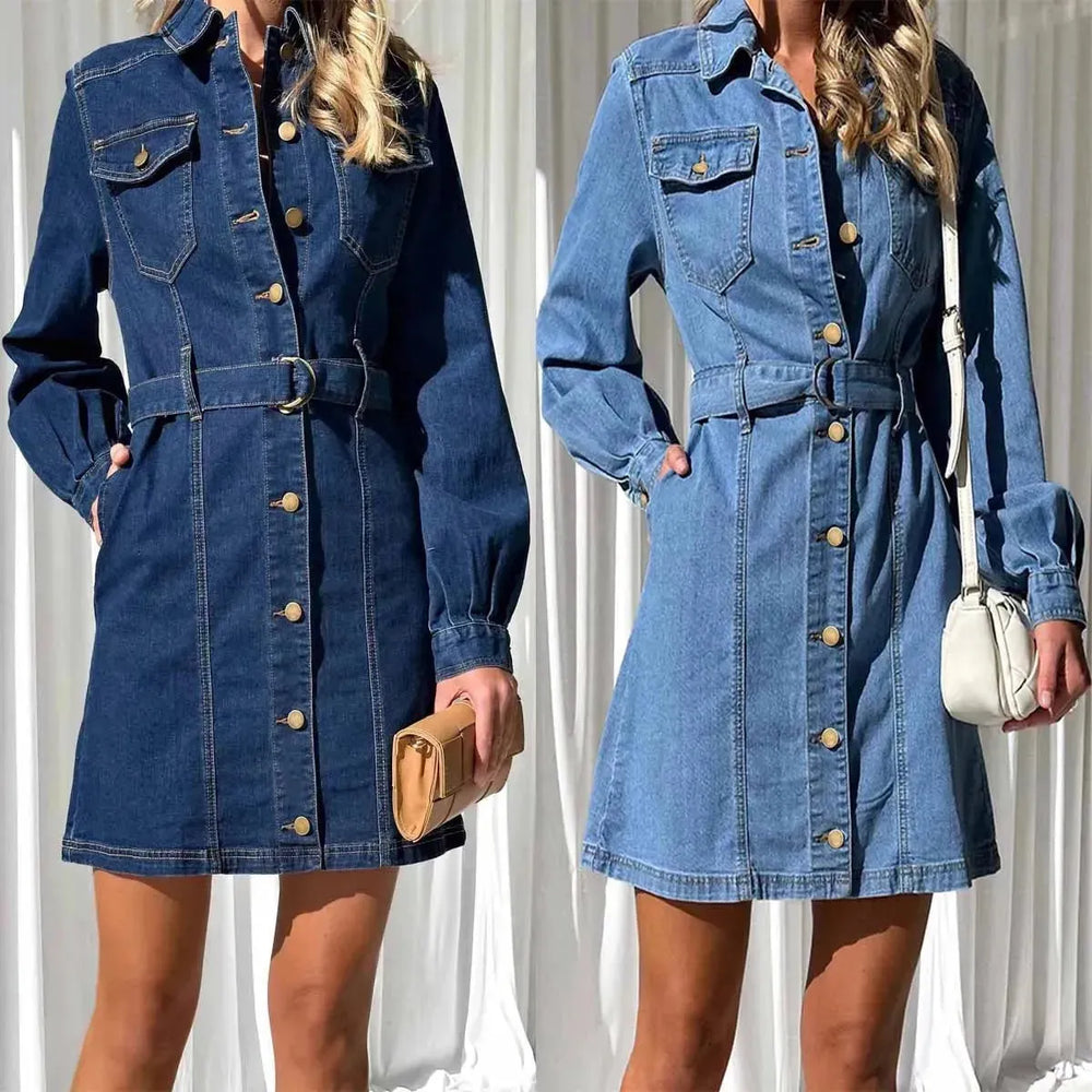 Fashion Casual Button Denim Dress Women - EX-STOCK CANADA