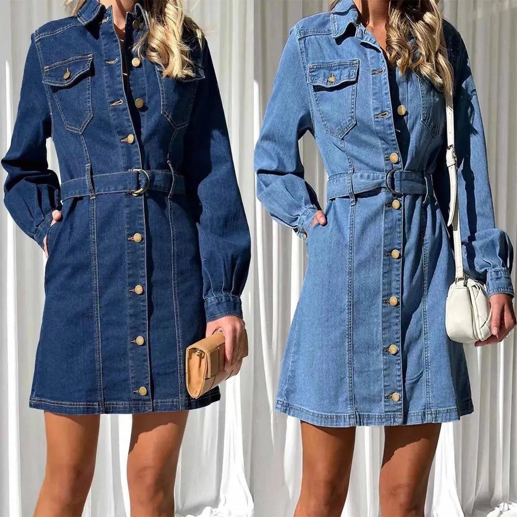 Fashion Casual Button Denim Dress Women - EX-STOCK CANADA