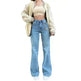 Women's Jeans Mid-rise Blue Commuter Bootcut Pants - EX-STOCK CANADA