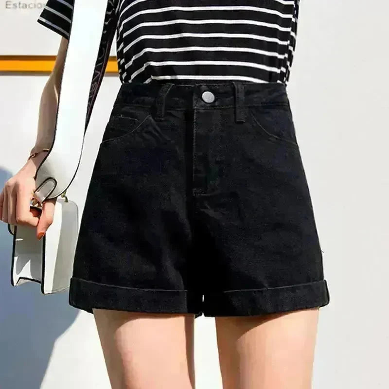 High Waisted Smoked Gray Denim Shorts For Women - EX-STOCK CANADA