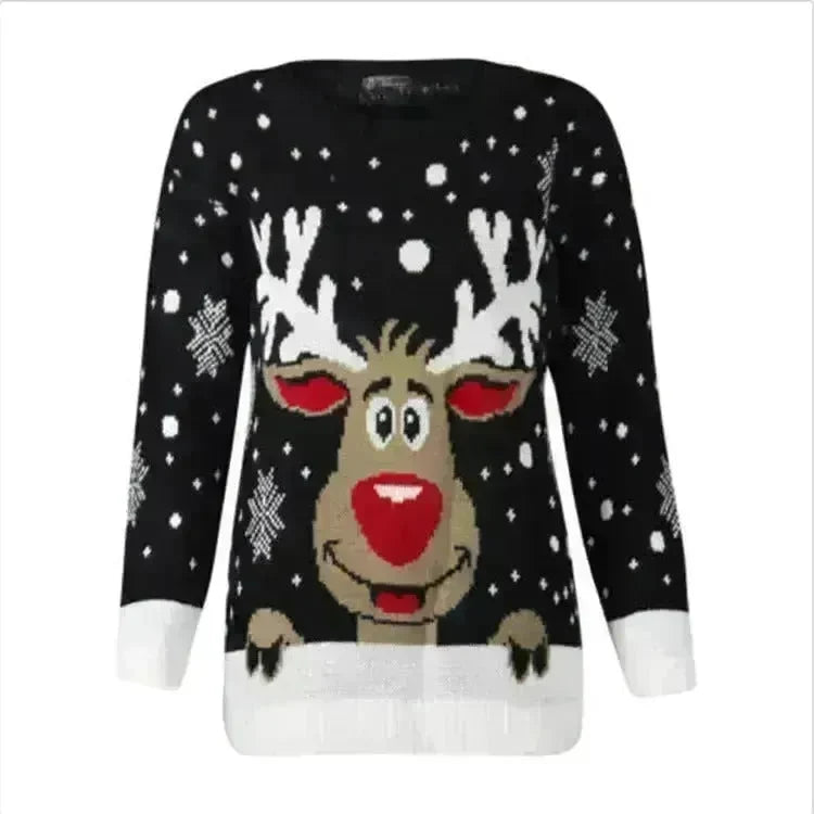 Christmas fawn deer jacquard Cashmere sweater - EX-STOCK CANADA