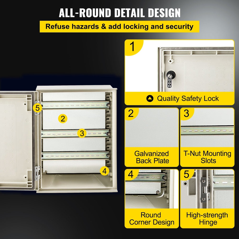 NEMA Steel Enclosure, 16 X 12 X 8 NEMA 4X Fiberglass Electrical Box, IP66 Waterproof & Dustproof, Outdoor Indoor Electrical Junction Box, With Mounting Plate EX-STOCK