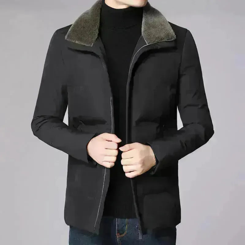 Fur Collar Thick Business Office Work Down Winter Jacket for men