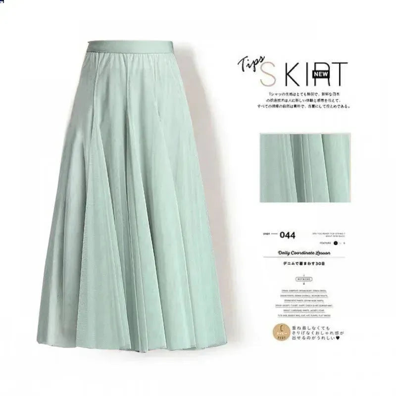 Pleated Mesh Midi Skirt – Women's Prairie Swing Skirt - EX-STOCK CANADA
