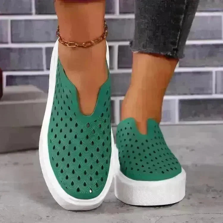 Fashion Hollow Flats Shoes Casual Versatile Thick Sole Slip-on Shallow Sneakers Shoes For Women - EX-STOCK CANADA