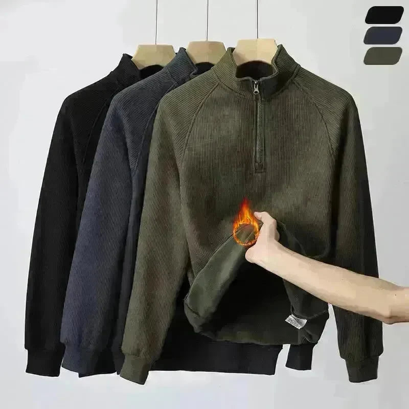 Autumn Winter half zip Stand-collar Fleece Sweatshirt Pullover tops for men - EX-STOCK CANADA