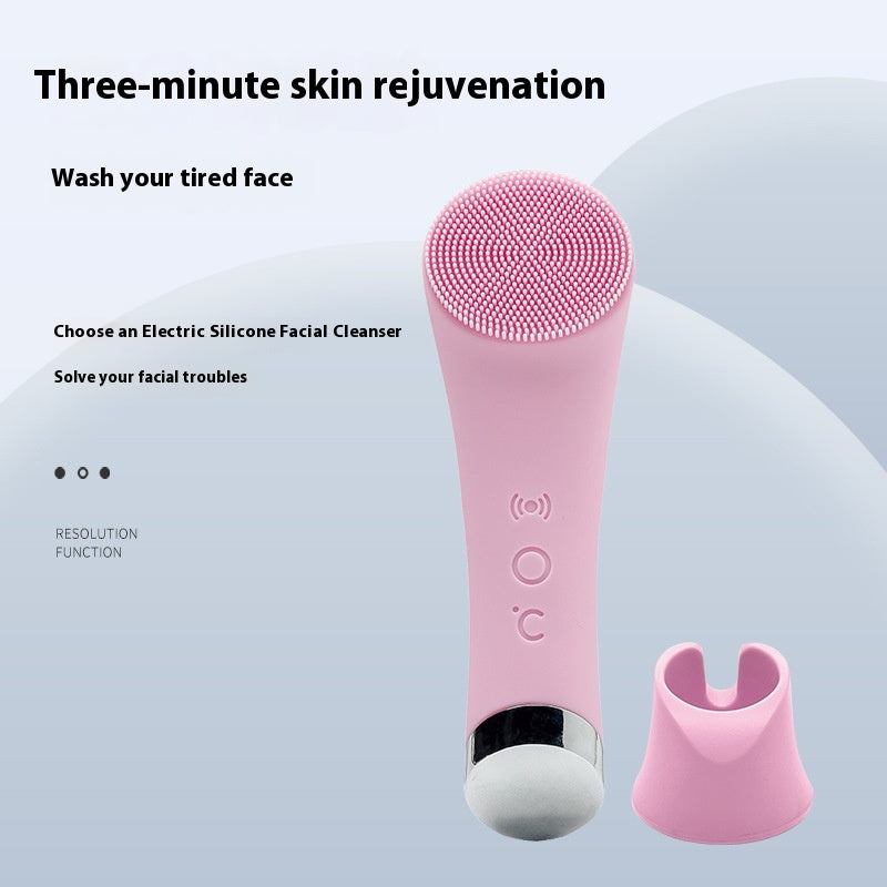 Cepillo de Limpieza Facial de Silicona Cepillo Facial Eléctrico Cepillo Facial Vibración Calefacción 