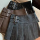 Women's American-style Vintage Mini  Pleated Leather Skirt - EX-STOCK CANADA