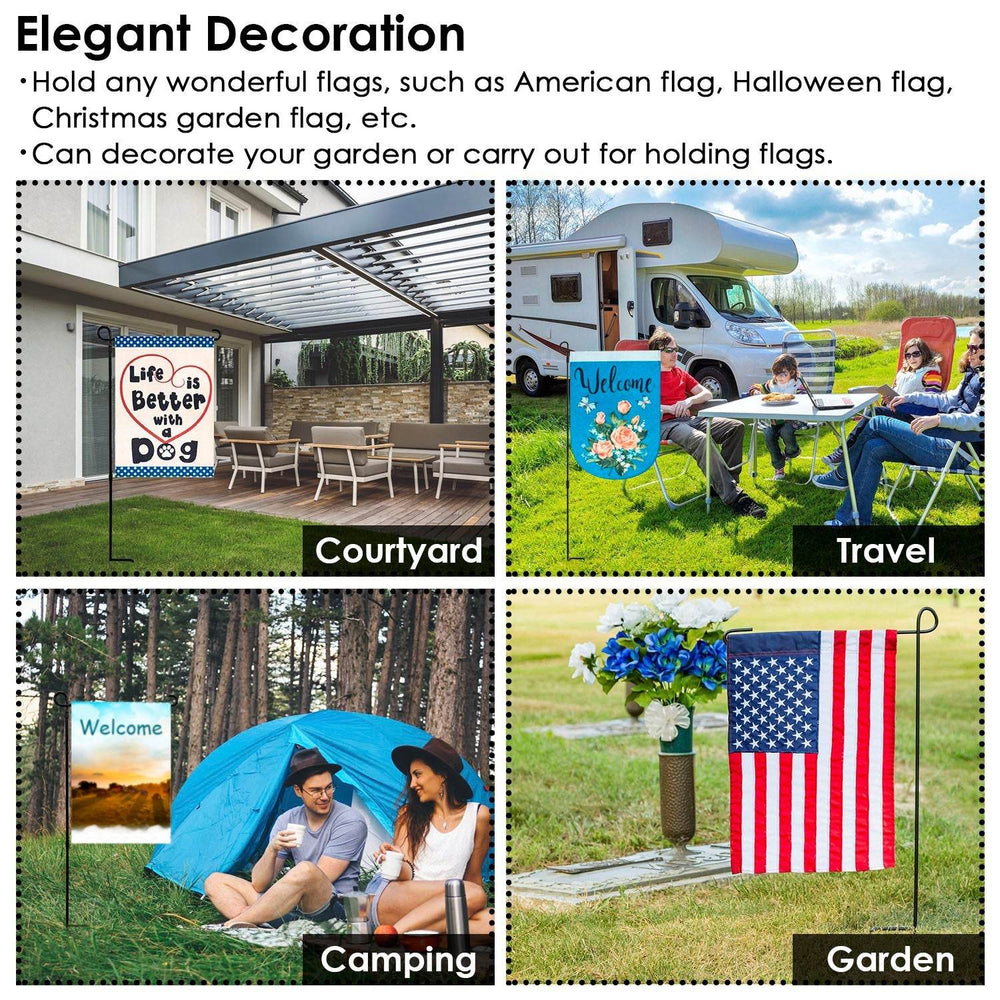 1Pc Garden Flag Stand Flagpole Weatherproof Wrought Iron Coated Yard Flag Holder For Yard Flag Party Banner Fits 11.8x17.7in Flag For Christmas Halloween Outdoor Decoration - EX-STOCK Canada