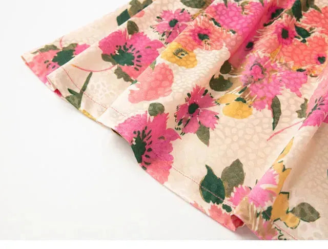 New Spring Summer Retro Pattern Midi Floral Pleated Skirt - EX-STOCK CANADA