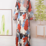 Vestido Musulmán Femenino Grande de Columpio con Bordado Estampado - EX-STOCK Canada