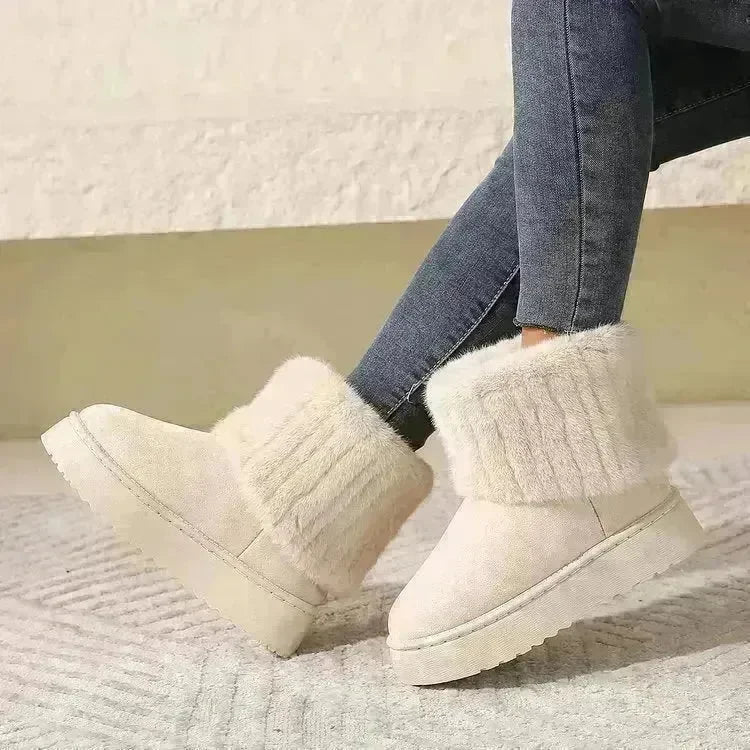 Thick-soled Plush Snow Boots Winter Warm Mid-tube Furry Cotton Shoes For Women Short Boot - EX-STOCK CANADA