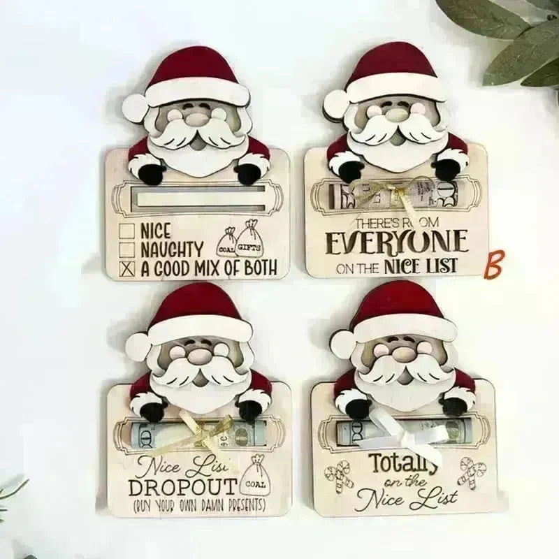 Wooden Cute Santa Claus Cash And Gifts Card Clamp Creative Christmas Decoration Ornaments - EX-STOCK CANADA