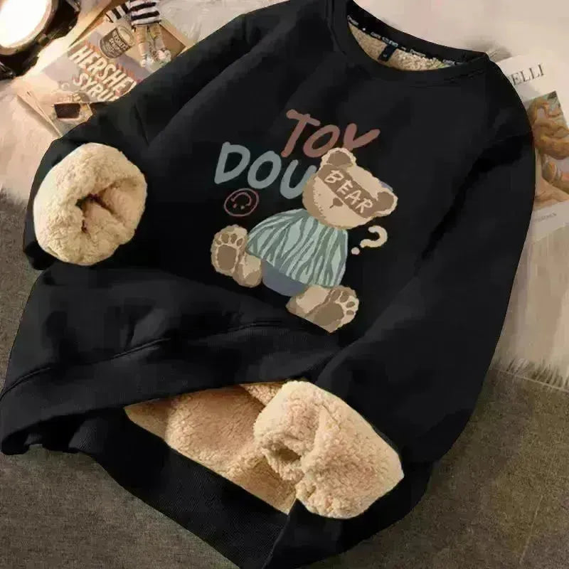 Autumn Winter Fleece-lined thick sweatshirt Pullover top for men