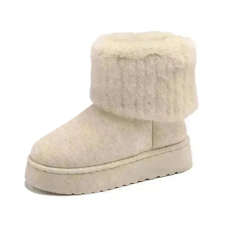 Thick-soled Plush Snow Boots Winter Warm Mid-tube Furry Cotton Shoes For Women Short Boot - EX-STOCK CANADA