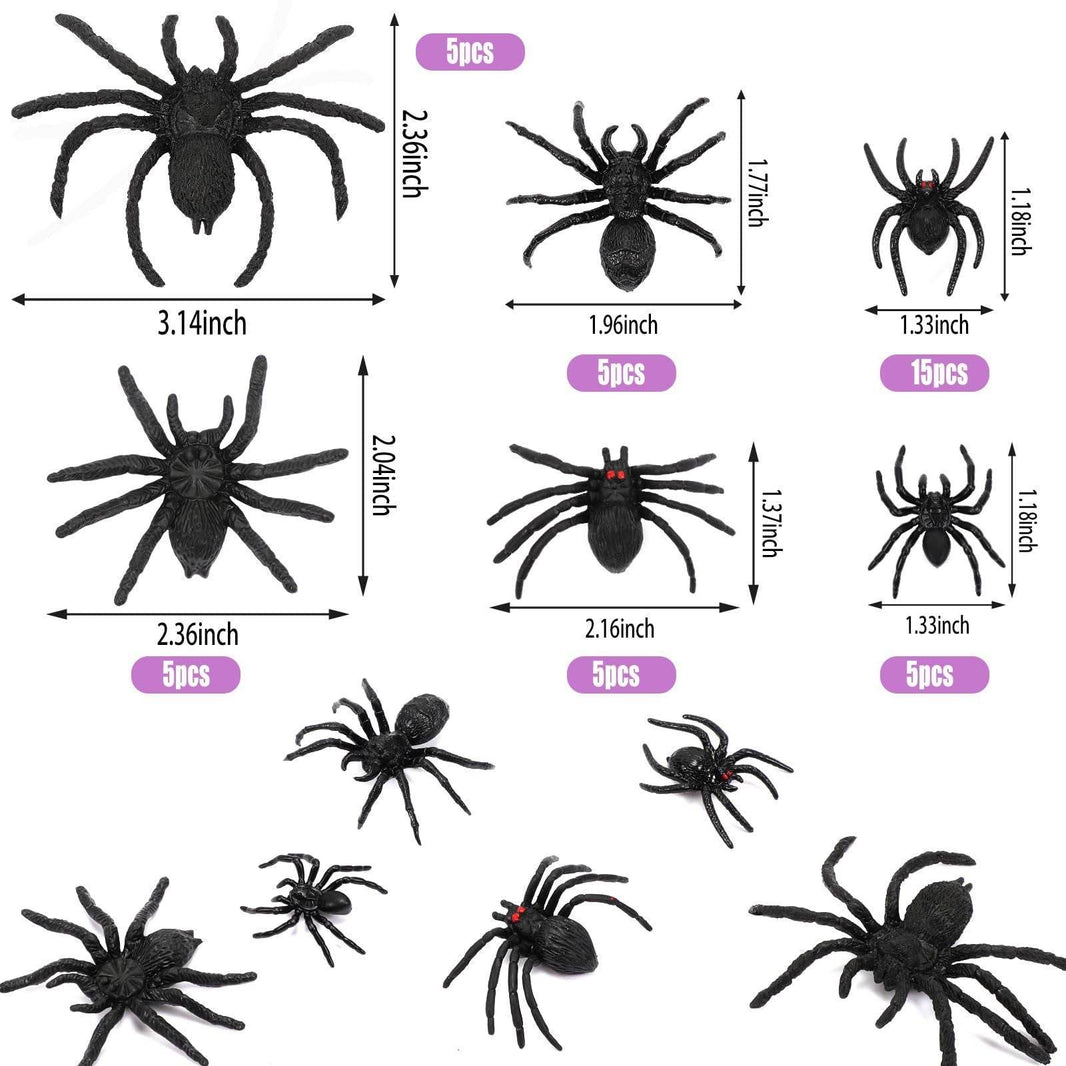 Plastic Spiders, 40 PCS Black Realistic Plastic Fake Scary Spiders Halloween Prank Props Halloween Spider Large And Small Fake Spider-Cannot Be Listed On Amazon Platform EX-STOCK