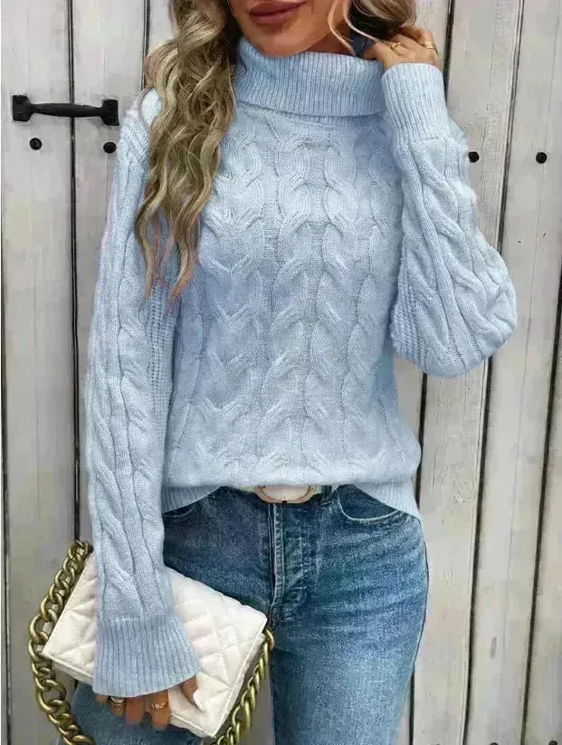 Women's Cable-knit Turtleneck Sweater - EX-STOCK CANADA