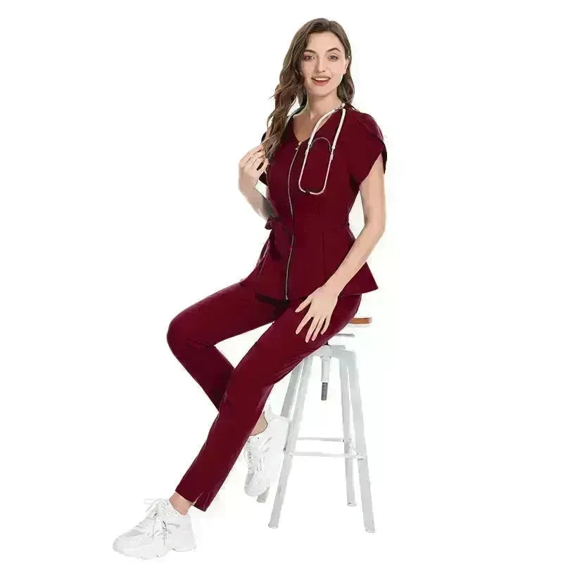Nurse Lace-up Waist Retraction Surgical Gowns Female Separate Suit Hospital Short Sleeve Brush Hand Clothes Hand Washing Clothes - EX-STOCK CANADA