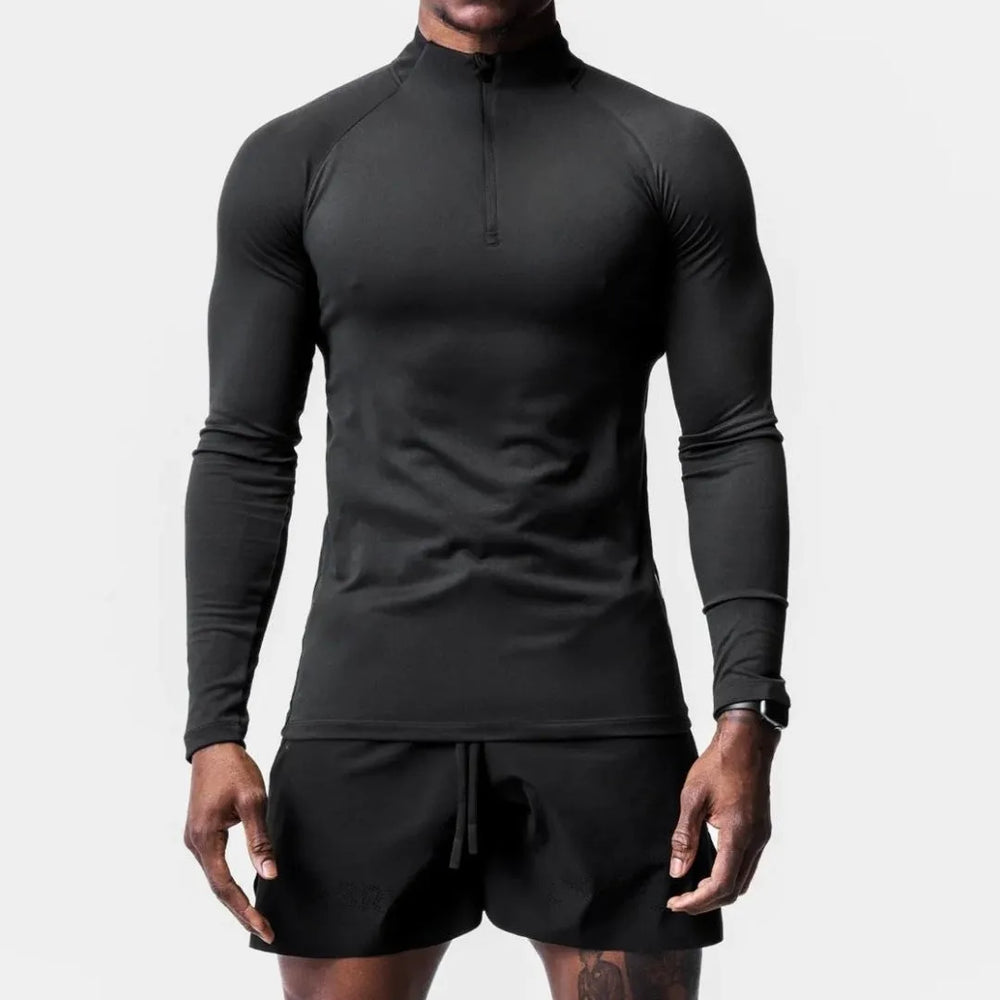 Men Quick Drying Long Sleeve Half Zip Activewear Muscle Fitted shirt Workout Gym T-shirt Top - EX-STOCK CANADA
